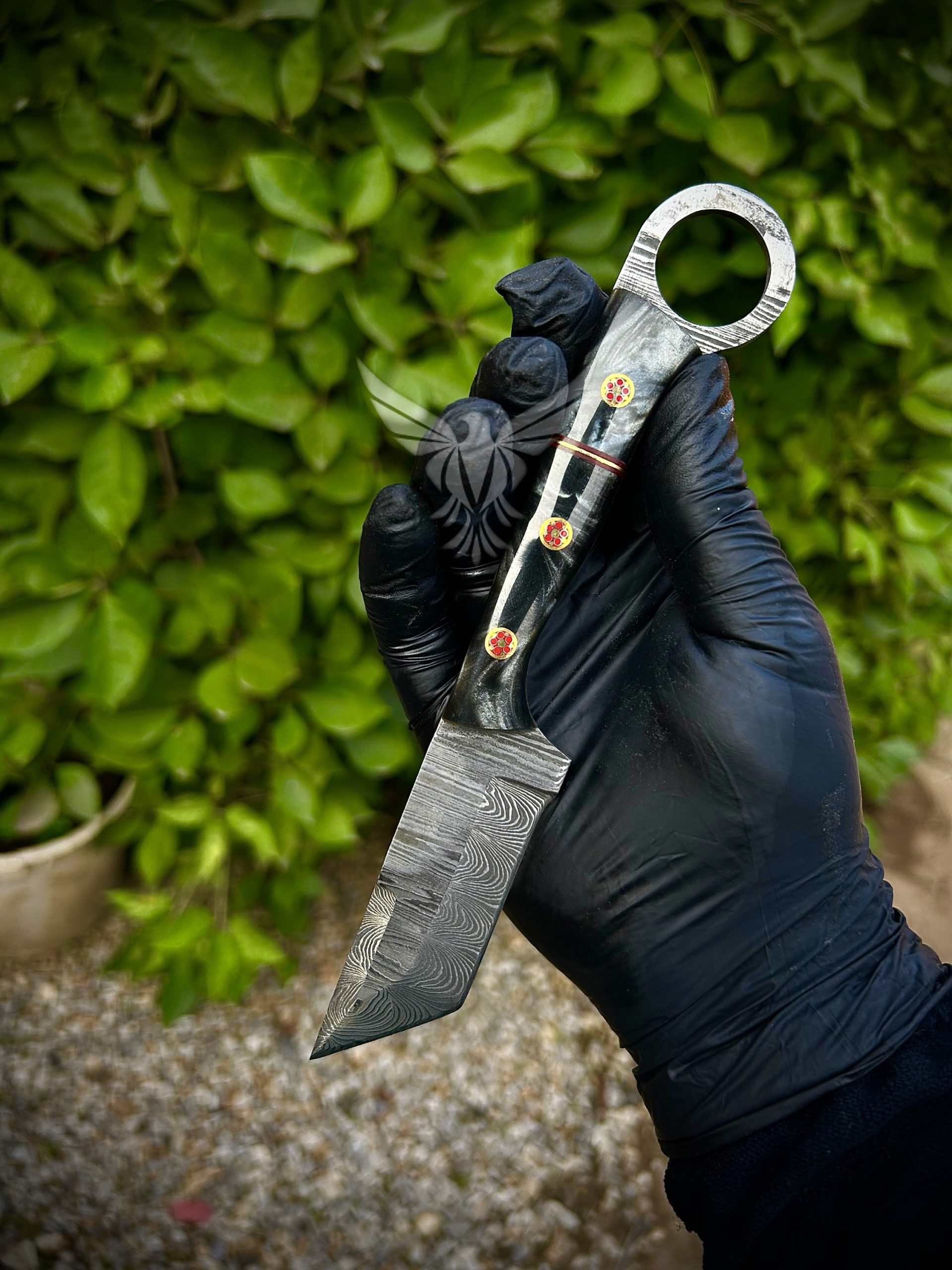 Damascus Fixed Blade Tanto Hunting Skinner with Free Leather Sheath