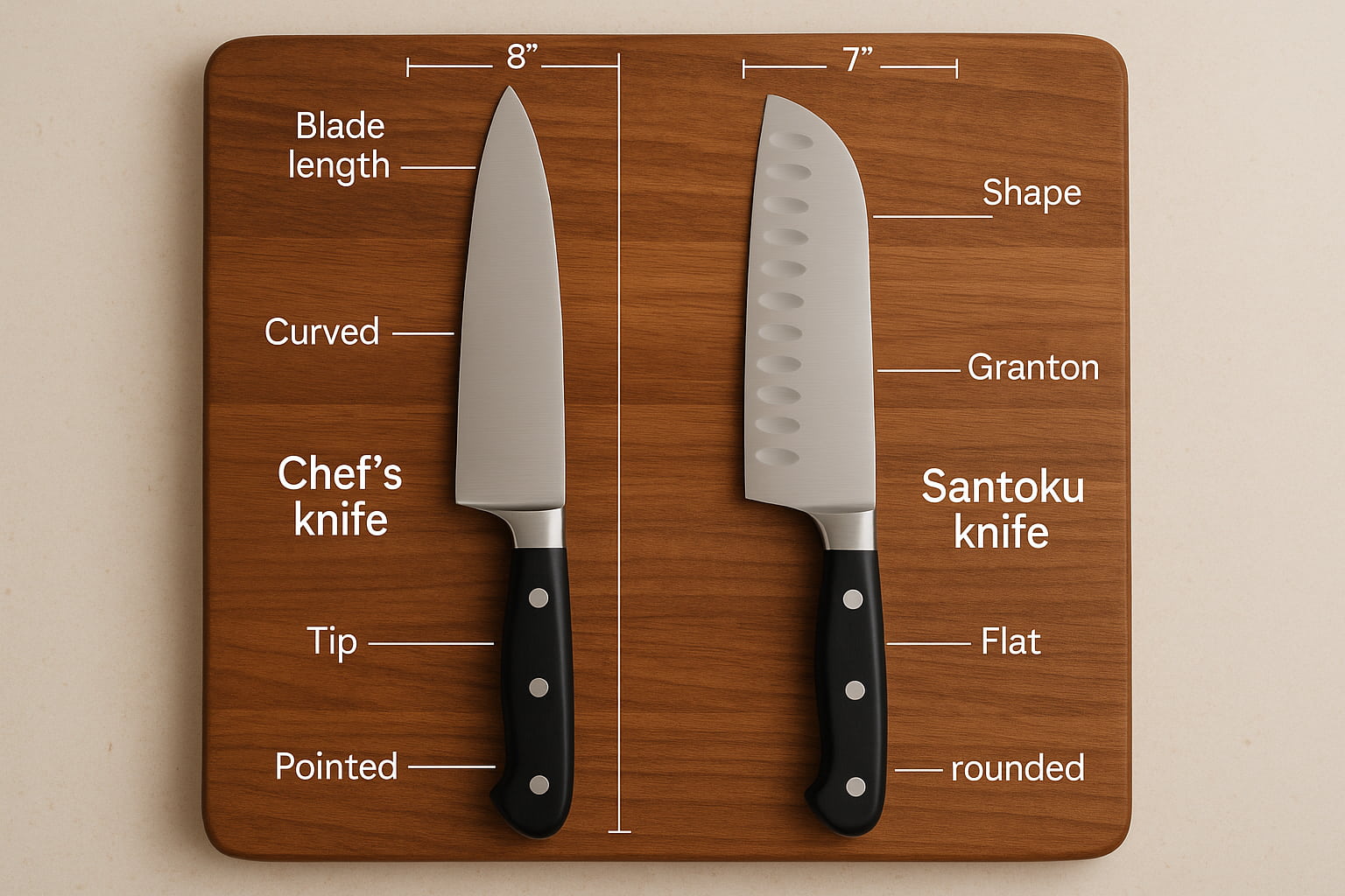 Chef's knife vs Santoku knife