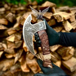 Viking Raven Engraved Pizza Axe – Handcrafted Norse-Inspired Hatchet | The Prime Knives