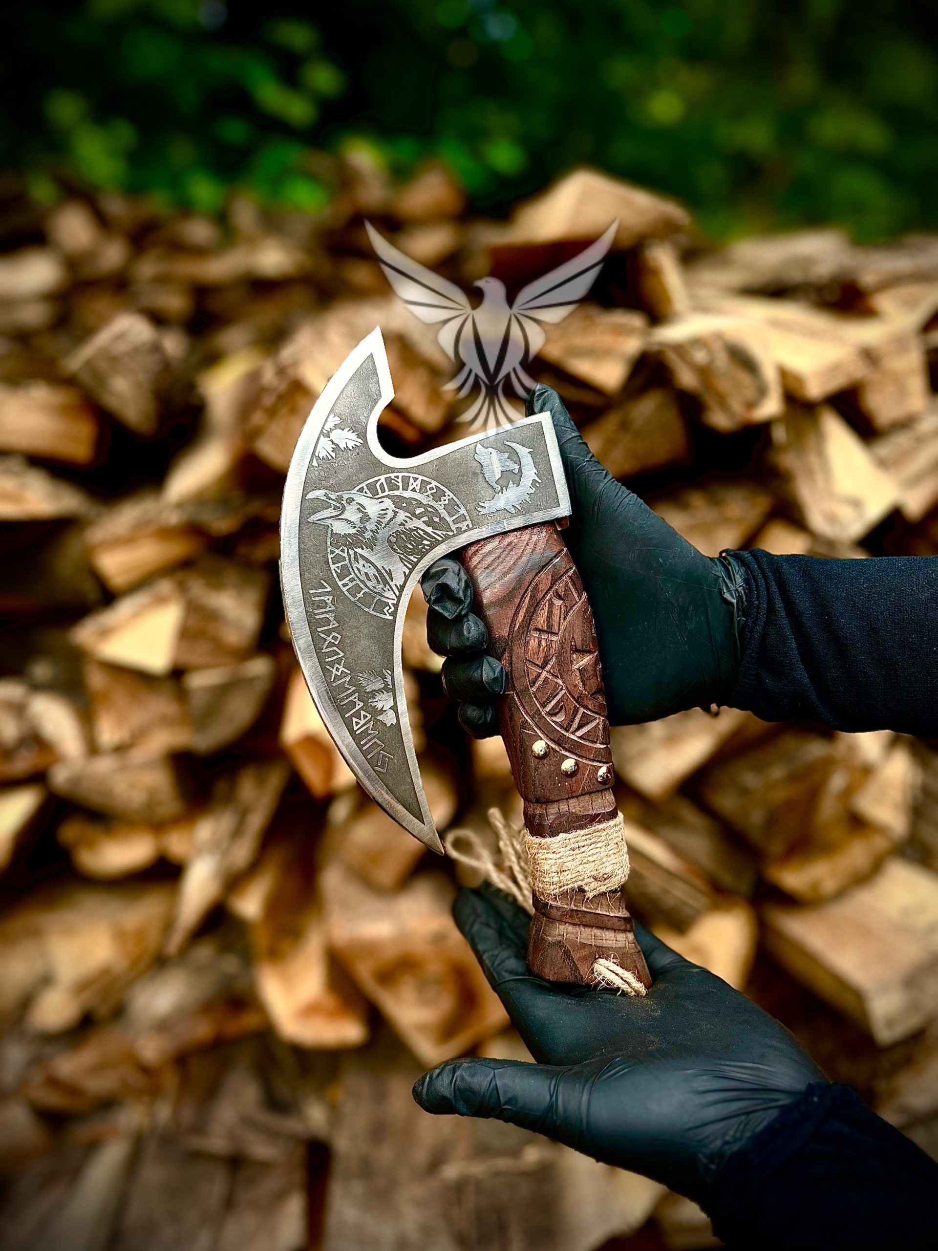 Viking Raven Engraved Pizza Axe – Handcrafted Norse-Inspired Hatchet | The Prime Knives