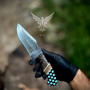 Hand Crafted Copper Damascus Outdoor Camping Knife